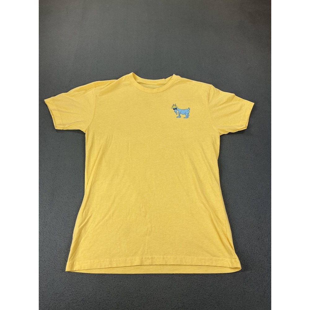 GOAT USA Shirt Mens M Yellow Goat Logo Graphic Tee Crewneck Tagless Made USA